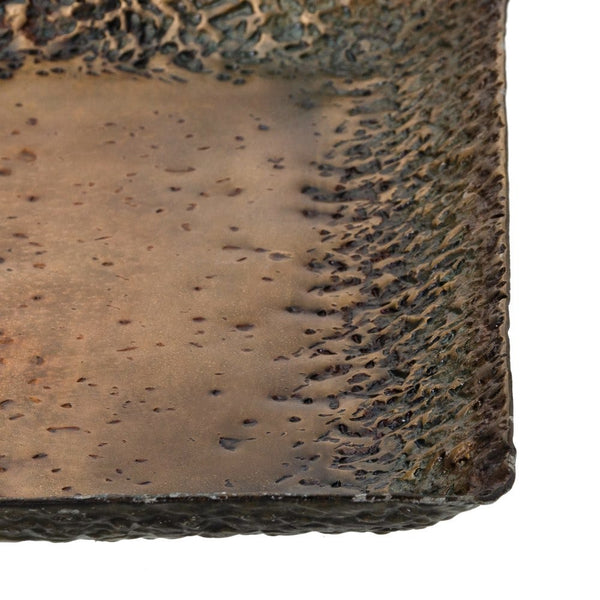 Bandeja quadrada, metal banhado a ouro