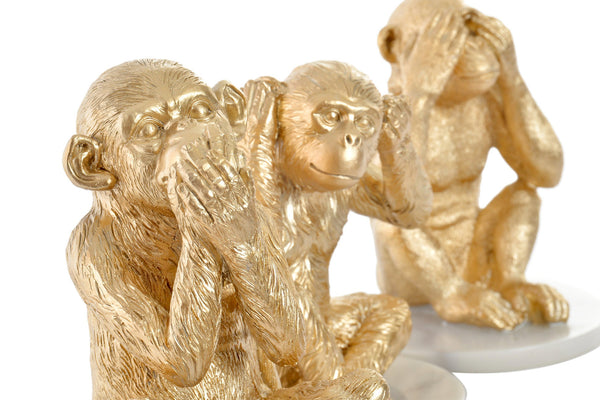 Conjunto decorativo de los tres monos sabios dorados