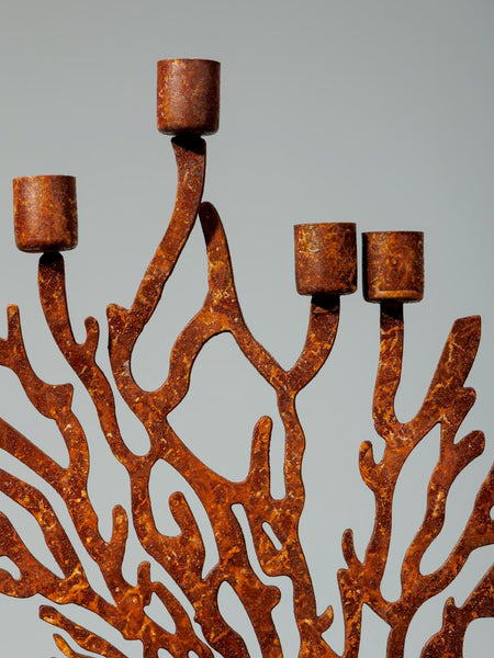 Candelabro coral metal rústico - Brocantia
