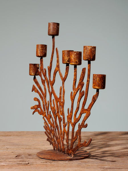 Candelabro coral metal rústico - Brocantia