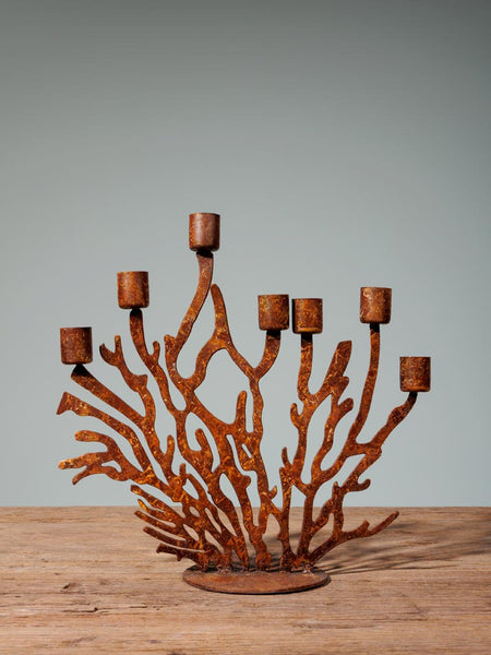 Candelabro coral metal rústico - Brocantia