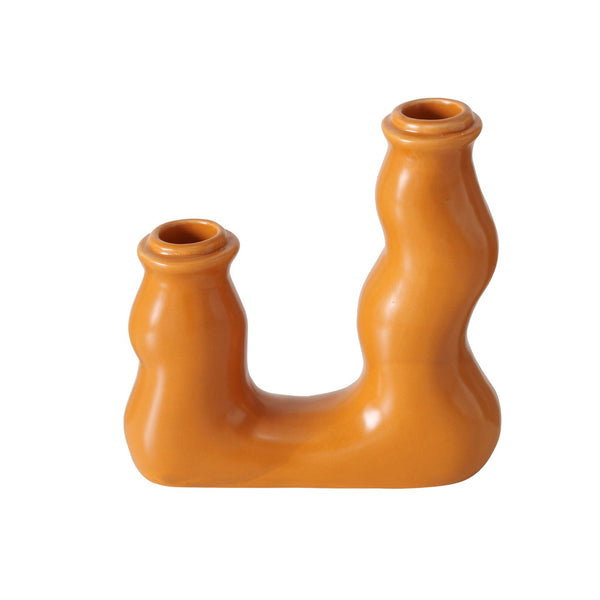 Candelabro doble formas orgánicas naranja - Brocantia
