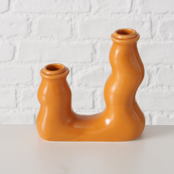 Candelabro doble formas orgánicas naranja - Brocantia