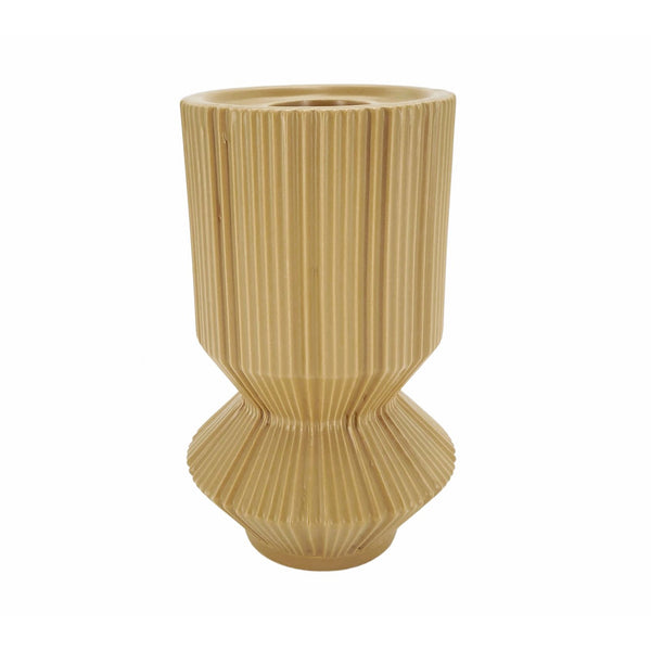 Candelabro decorativo estriado color mostaza
