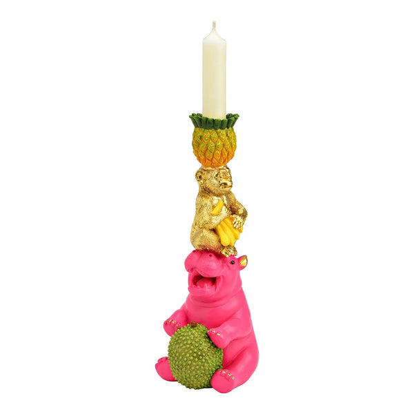 Candelabro divertido y colorido estilo kitsch con animales