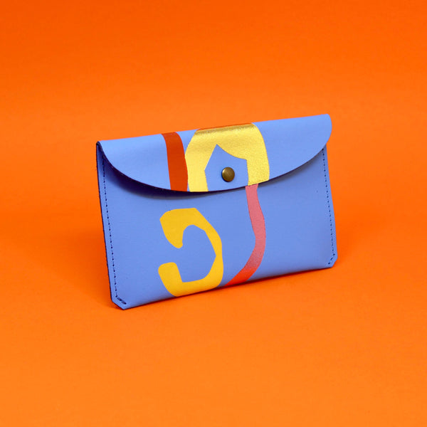 Cartera abstracta azul grande