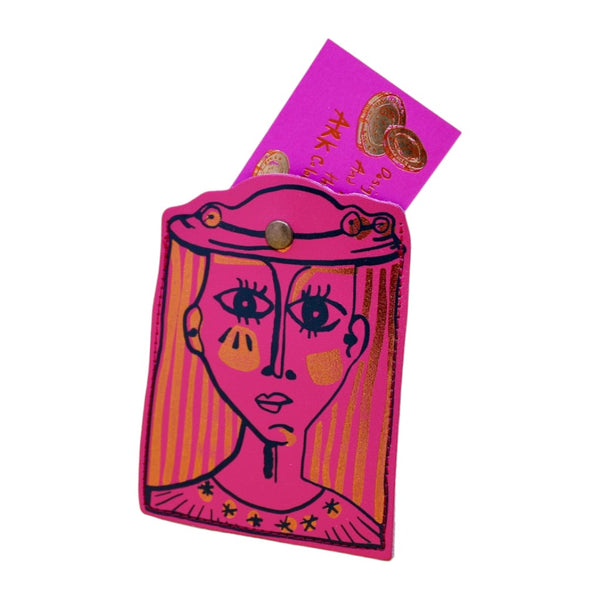Cartera tarjetero Macarena rosa - Brocantia