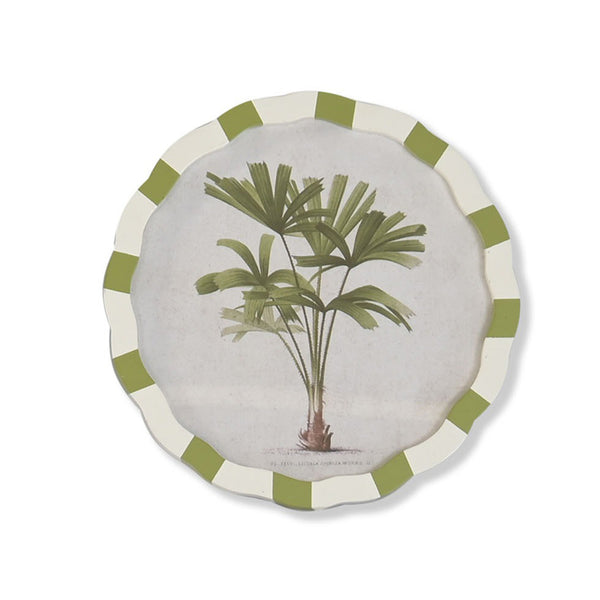 Cuadro botánico con ilustración de palmera y marco ondulado verde
