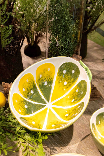 Ensaladera tropical de cerámica con diseño de rodaja de lima