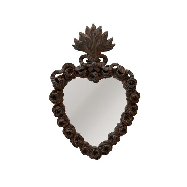 Espejito Ex voto Sagrado Corazón rosas - Brocantia