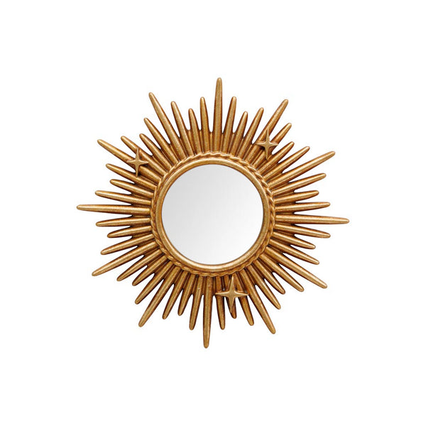 Espejo sol dorado con diseño de estrellas estilo vintage