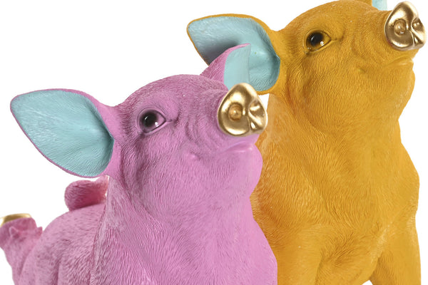 Detalle cerdito amarillo y rosa estilo Pop Art