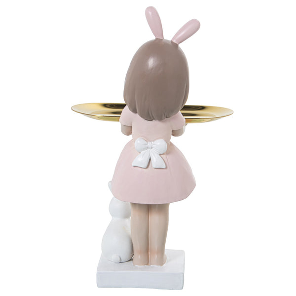 Estatueta de uma menina a segurar uma bandeja de valet