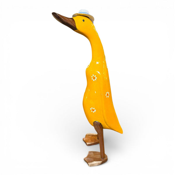 Pato decorativo artesanal de madera de teca reciclada estilo rústico