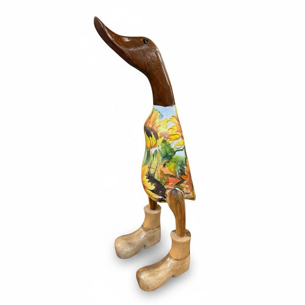 Figura decorativa de pato con diseño de girasoles