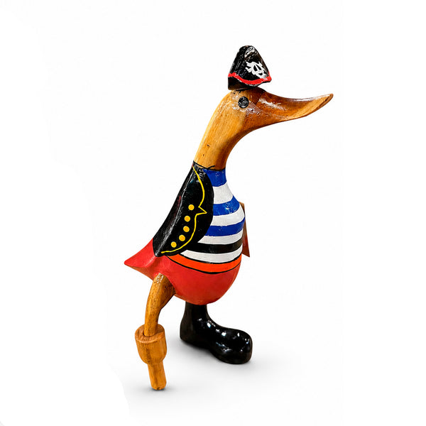 Pato pirata decorativo artesanal de madera de teca reciclada