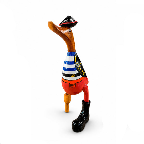 Pato decorativo náutico artesanal de madera reciclada