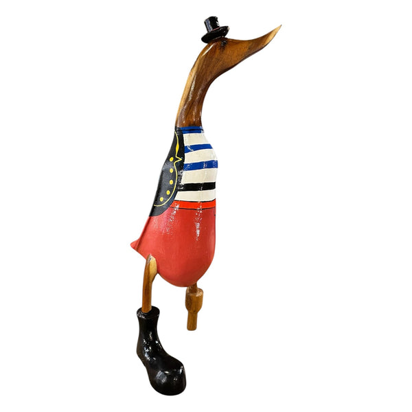 Pato pirata decorativo de madera de teca reciclada artesanal
