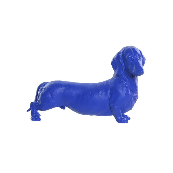 Figura decorativa de perro teckel azul de resina de 37 cm.