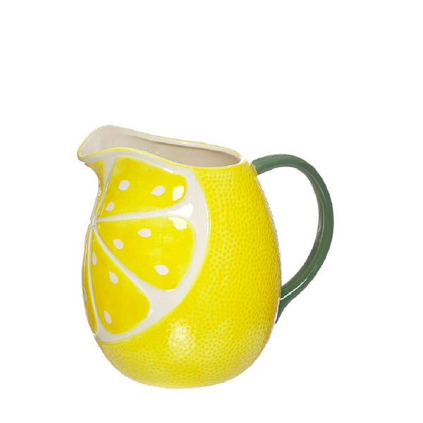 jarra limón de gres amarilla con relieve de cítrico Brocantia decoración y regalos Oviedo