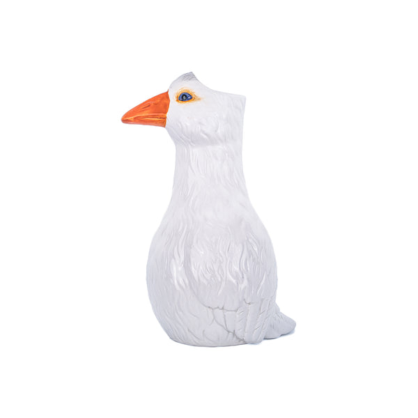 Jarrón decorativo de cerámica con forma de ganso blanco