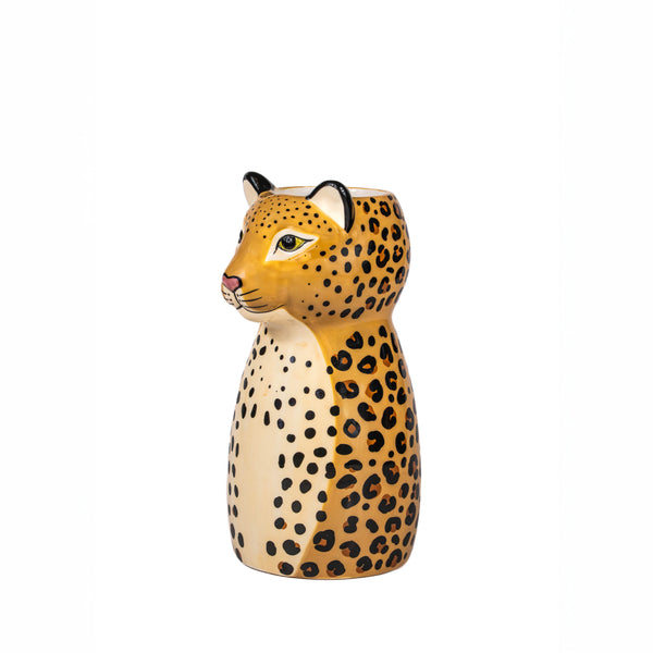 Jarrón de cerámica con forma de leopardo decorativo