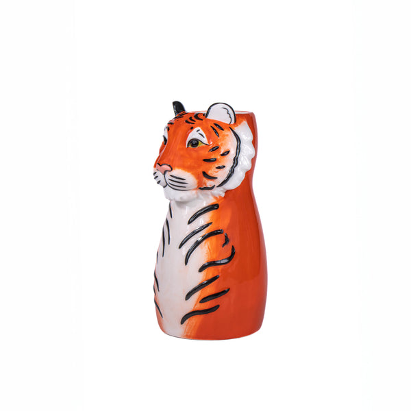 Jarrón decorativo con forma de tigre de cerámica