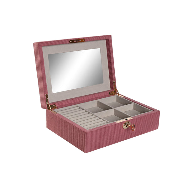 Joyero pana rosa con llave - Brocantia