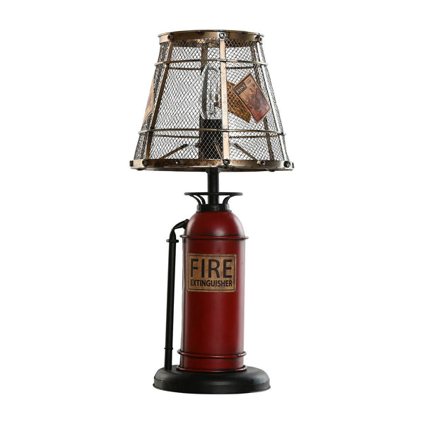 Lámpara de sobremesa con forma de extintor metálico estilo industrial – Brocantia
