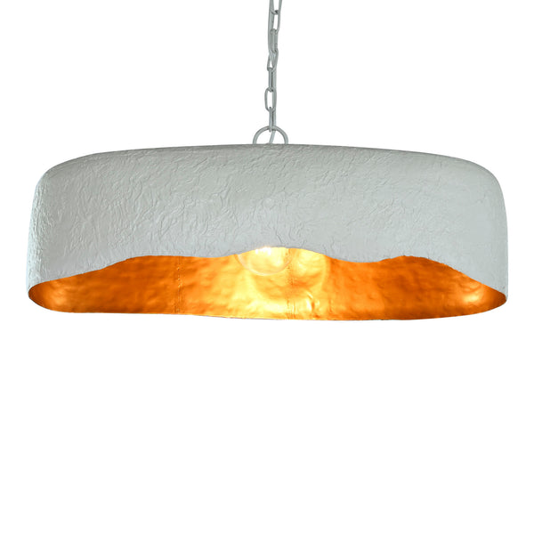 Candeeiro de teto branco com interior dourado