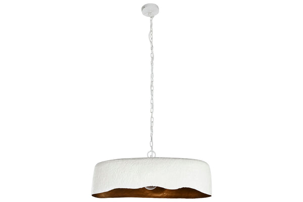 Candeeiro de teto branco com interior dourado