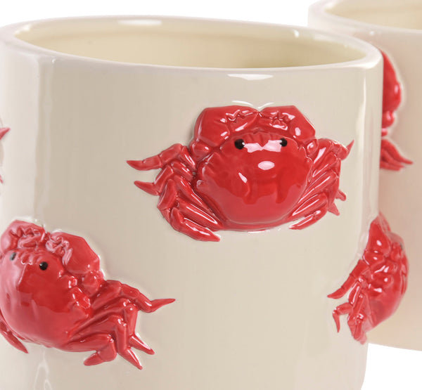 Macetero decorativo de cerámica con diseño de cangrejos para plantas de interior.