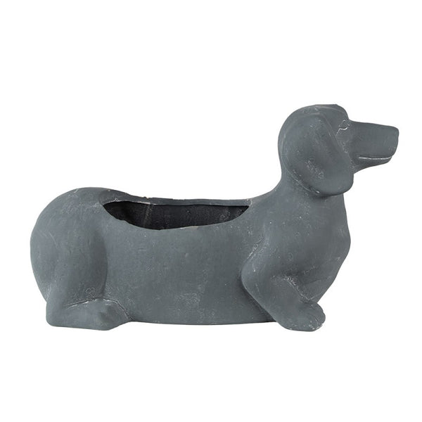 Macetero dachshund gris oscuro - Brocantia