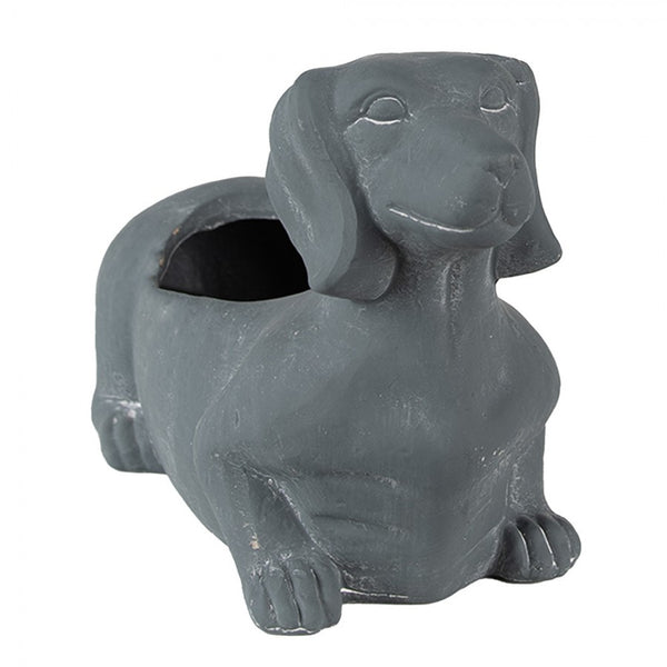 Macetero dachshund gris oscuro - Brocantia