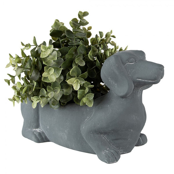 Macetero dachshund gris oscuro - Brocantia