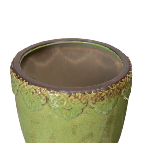 Macetero verde pistacho desgastado - Brocantia