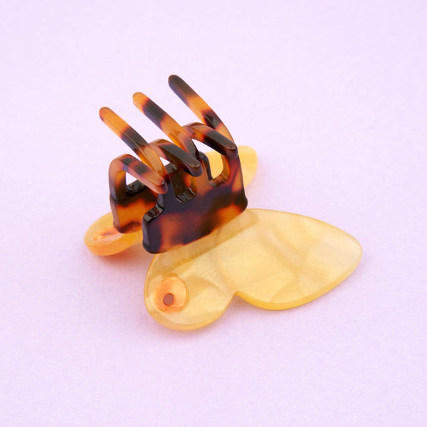 Mini gancho de cabelo em forma de borboleta amarela