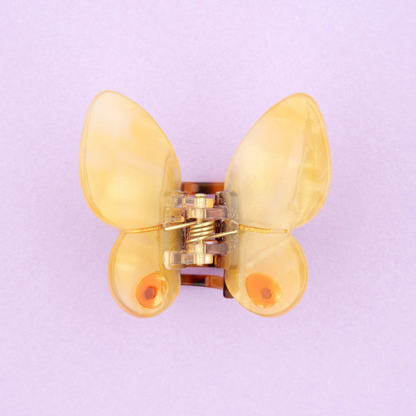 Mini gancho de cabelo em forma de borboleta amarela