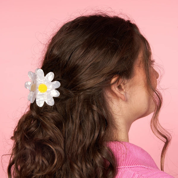 Pinza de pelo grande diseño floral nacarado
