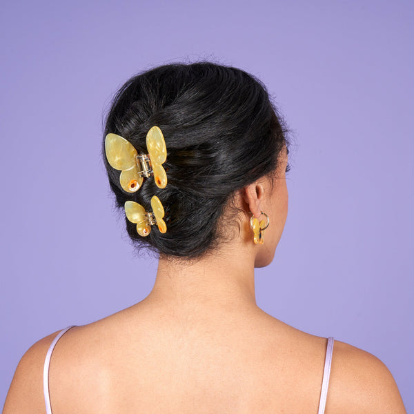Pinza para el pelo mariposa amarilla - Brocantia