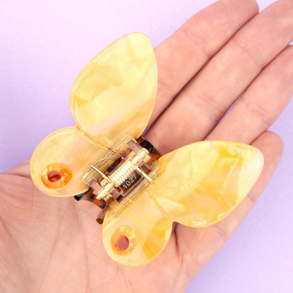 Pinza para el pelo mariposa amarilla - Brocantia
