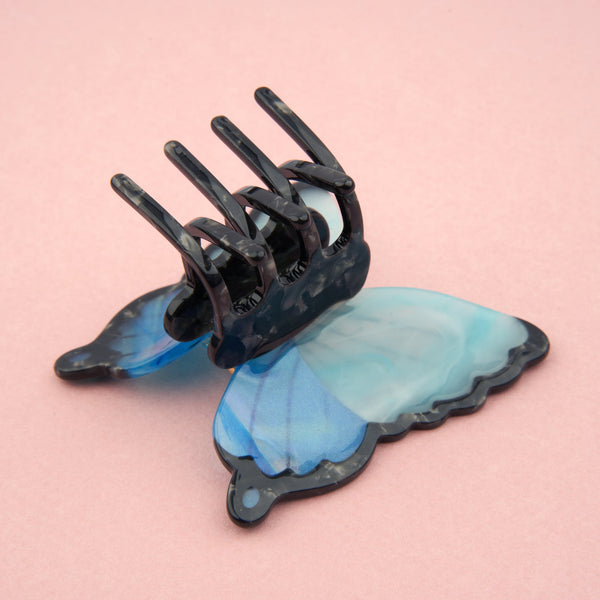 Pinza para el pelo mariposa azul - Brocantia