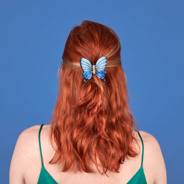Pinza para el pelo mariposa azul - Brocantia