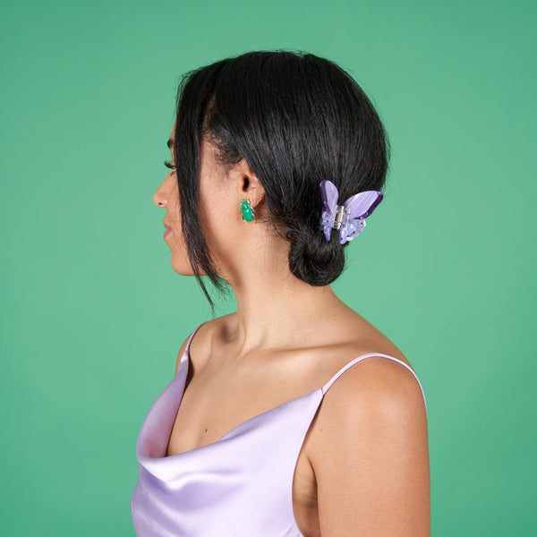 Pinza para el pelo mariposa morada - Brocantia