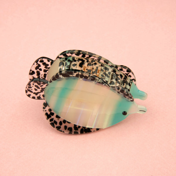 Presilha de cabelo em forma de peixe tropical