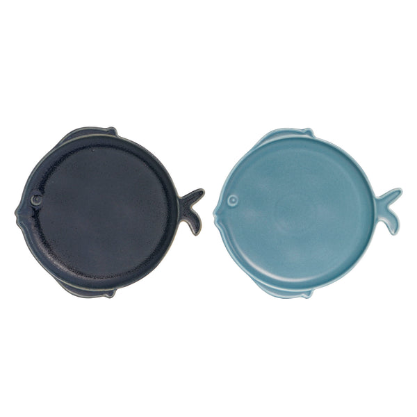 Plato pez porcelana azul - Brocantia