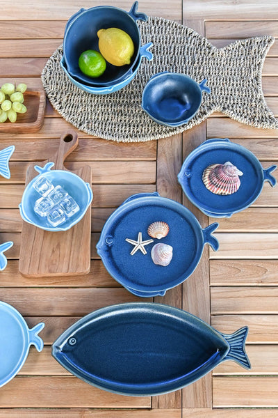 Plato pez porcelana azul - Brocantia