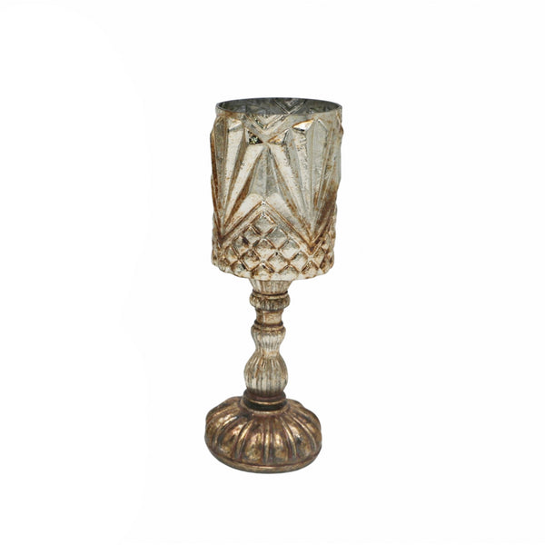 Portavelas copa cristal grabado mediano - Brocantia