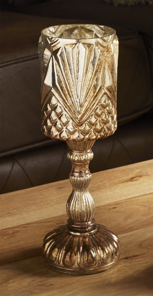 Portavelas copa cristal grabado mediano - Brocantia