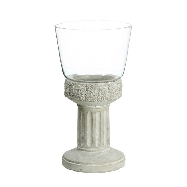 Portavelas cristal y cemento - Brocantia